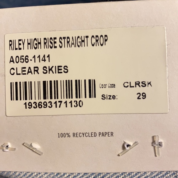 AGOLDE High Rise Riley Straight Crop Jeans size 29 - Picture 4 of 4